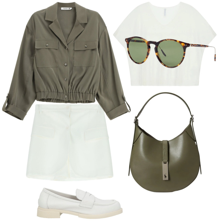 Outfit donna - La minipant. Stile Trendy per Tutti i giorni. Abbinamento con mocassini, camicie, top, shorts, occhiali da sole, borse a spalla.