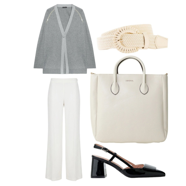 Outfit donna - Aperitivo con la Mary. Stile Bon Ton per Serata fuori. Abbinamento con cinture, borse a tracolla, décolleté, cardigans, pantaloni a palazzo.