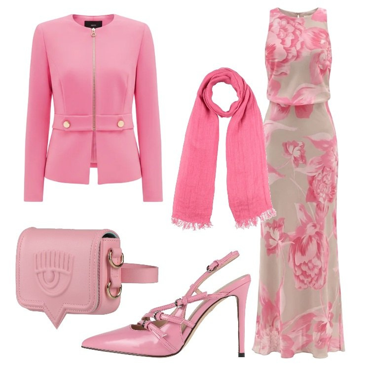 Outfit donna - Momenti da ricordare un abito per aprile. Stile Chic per Cerimonia. Abbinamento con sciarpe, décolleté, marsupi, vestiti lunghi, blazer.