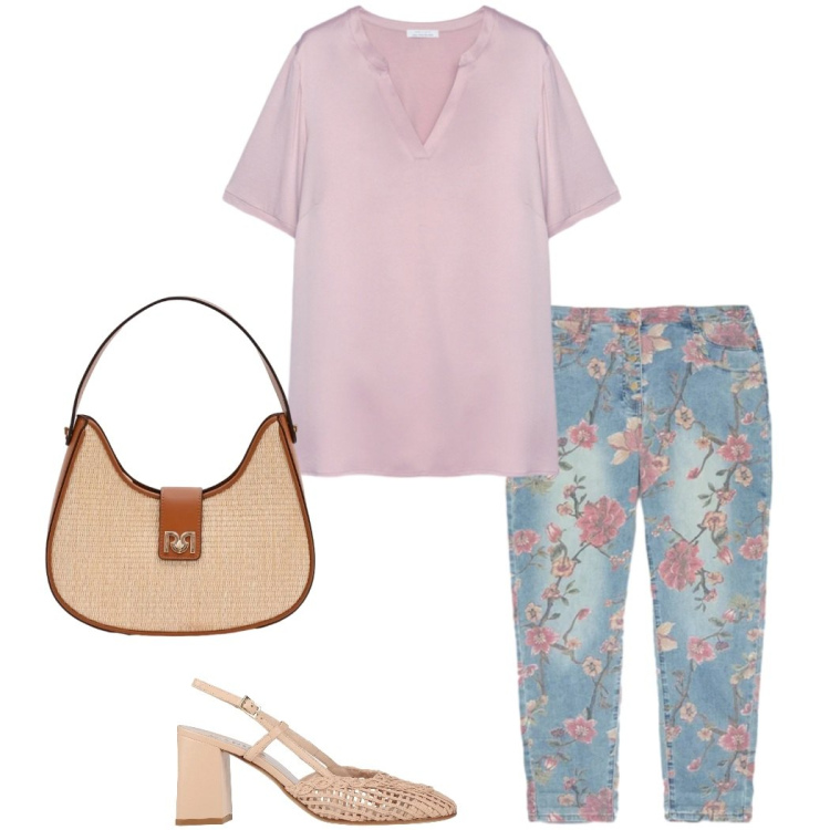 Outfit donna - LES flores sont belles. Stile Casual chic per Tutti i giorni. Abbinamento con décolleté, borse a spalla, t-shirt, jeans.