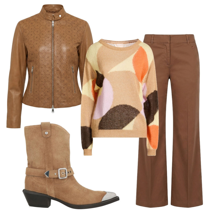 Outfit donna - Total look #2389452. Stile Casual per Tutti i giorni. Abbinamento con pullovers, stivaletti texani, giacche, pantaloni.