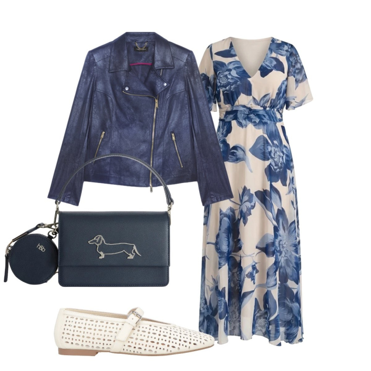 Outfit donna - Total look #2389454. Stile Glamour per Tutti i giorni. Abbinamento con ballerine, vestiti lunghi, blazer, borse a tracolla.