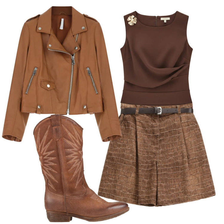 Outfit donna - Total look #2389460. Stile Casual per Tutti i giorni. Abbinamento con stivali, bermuda, giacche, top.