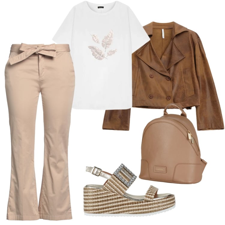 Outfit donna - Tutti i giorni. Stile Urban per Tutti i giorni. Abbinamento con zaini, pantaloni, sandali in pelle, giacche, t-shirt.