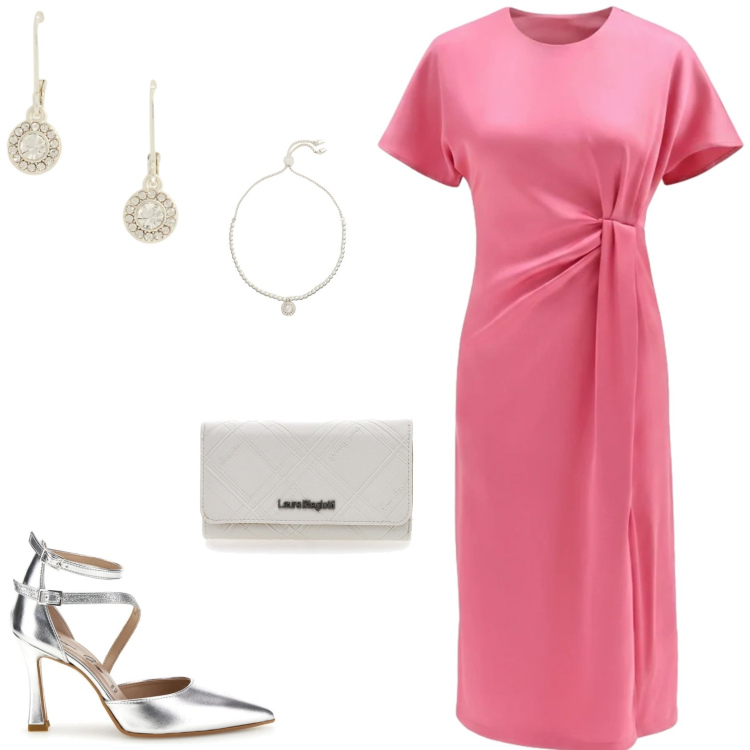 Outfit donna - La stagione delle cerimonie. Stile Glamour per Cerimonia. Abbinamento con vestiti midi/longuette, braccialetti, orecchini, portafogli, décolleté.