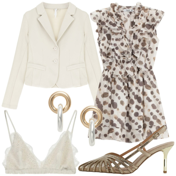 Outfit donna - Cerimonia primaverile. Stile Bon Ton per Cerimonia. Abbinamento con vestiti lunghi, blazer, reggiseni, décolleté, orecchini.