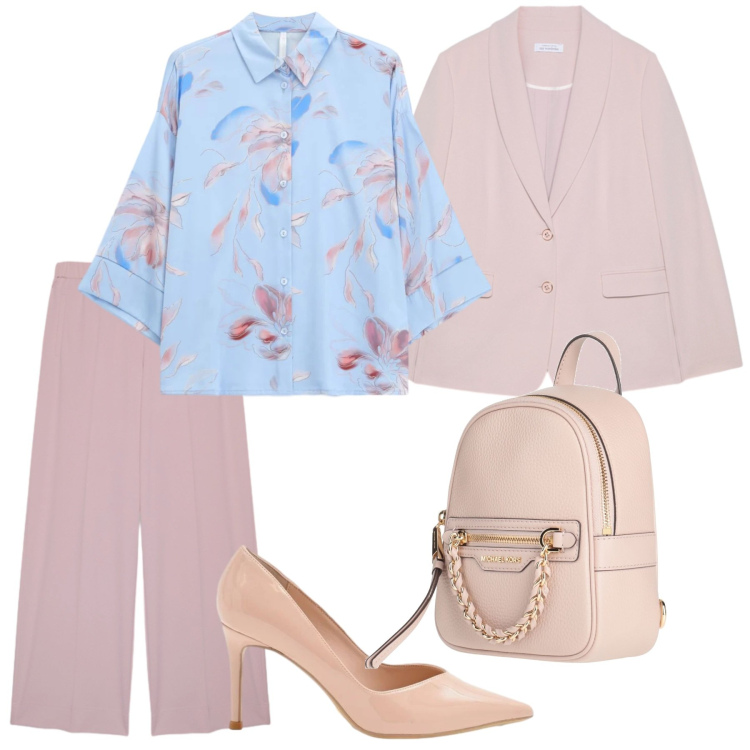 Outfit donna - Total look #2389524. Stile Chic per Cerimonia. Abbinamento con zaini, camicie, décolleté, pantaloni, blazer.