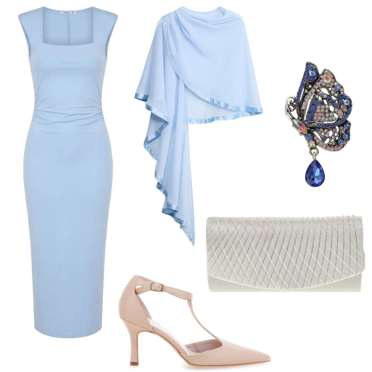 Outfit donna - Cerimonia bon ton. Stile Bon Ton per Cerimonia. Abbinamento con stole, vestiti midi/longuette, ciondoli, décolleté, pochette.