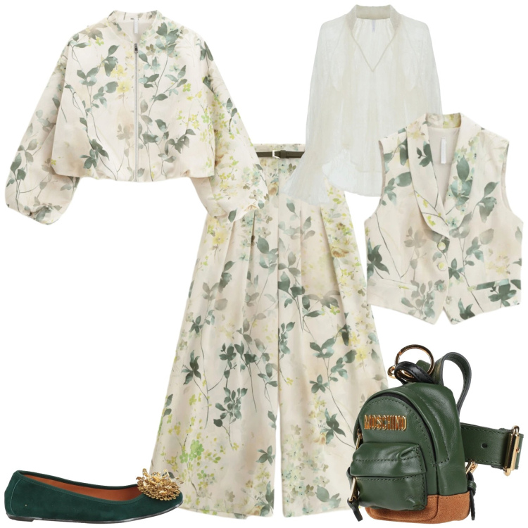 Outfit donna - Romantica serata cerimonia evento. Stile Romantica per Serata fuori. Abbinamento con ballerine, marsupi, pantaloni a palazzo, gilet, bluse, bomber.