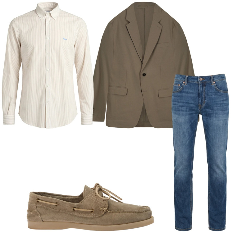 Outfit uomo - Casual day. Stile Trendy per Tutti i giorni. Abbinamento con camicie, jeans, scarpe stringate, giacche.