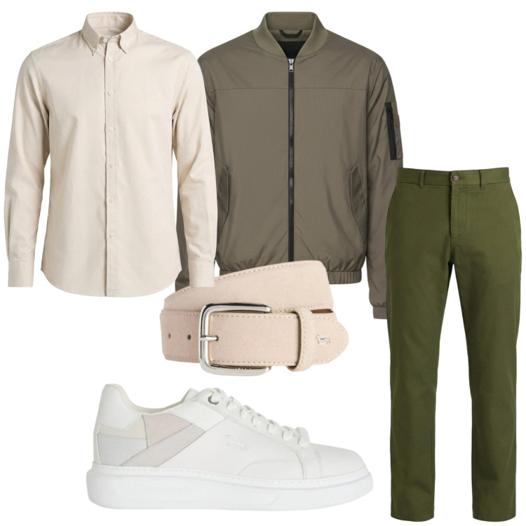 Outfit uomo - Casual style. Stile Trendy per Tutti i giorni. Abbinamento con sneakers, cinture, camicie, pantaloni, bomber.