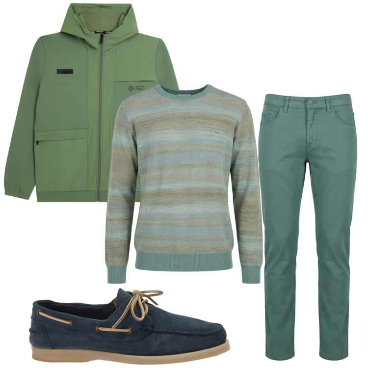 Outfit uomo - Total look #2389554. Stile Trendy per Tutti i giorni. Abbinamento con pullovers, pantaloni, scarpe stringate, felpe con cappuccio.