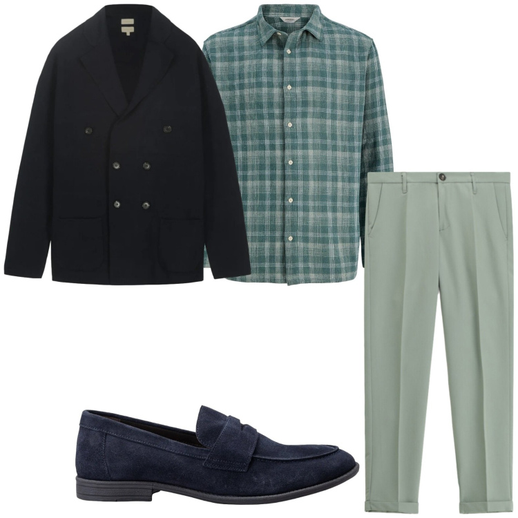 Outfit uomo - Quadri. Stile Trendy per Tutti i giorni. Abbinamento con camicie, pantaloni, cardigans, scarpe stringate.