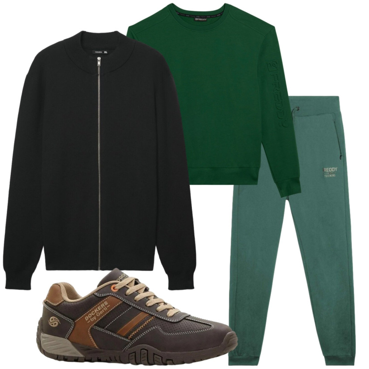Outfit uomo - Total look #2389559. Stile Trendy per Tutti i giorni. Abbinamento con sneakers, cardigans, felpe, pantaloni.