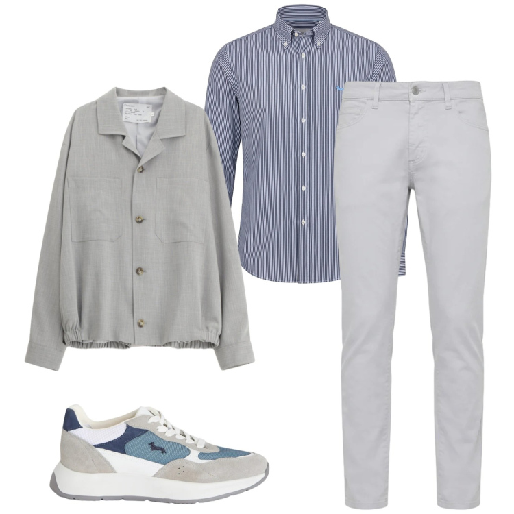 Outfit uomo - Total look #2389563. Stile Trendy per Serata speciale. Abbinamento con cappotti, sneakers, camicie, pantaloni.