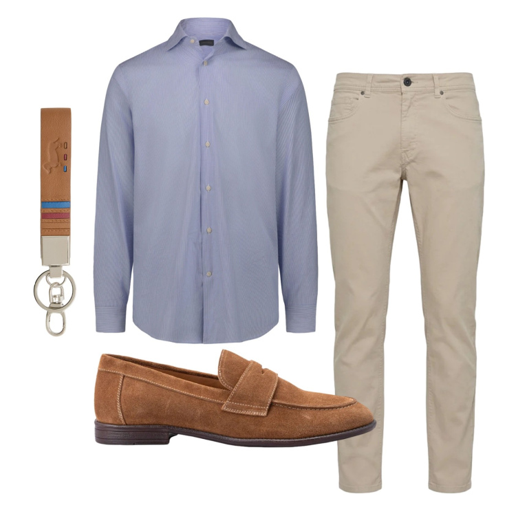 Outfit uomo - Total look #2389583. Stile Business/Elegante per Ufficio. Abbinamento con portachiavi, pantaloni, camicie, scarpe stringate.