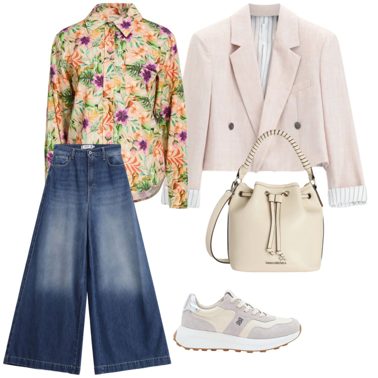 Outfit donna - È tempo di camicie. per Tutti i giorni. Abbinamento con camicie, blazer, sneakers, jeans, borse a secchiello.
