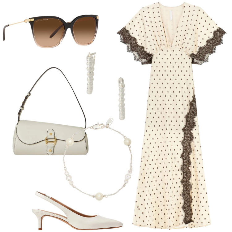 Outfit donna - Total look #2389700. Stile Glamour per Cerimonia. Abbinamento con vestiti lunghi, orecchini, occhiali da sole, décolleté, borse a spalla, braccialetti.