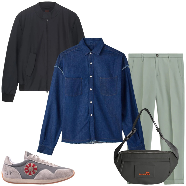Outfit uomo - Il Moderno Workwear. Stile Urban per Tutti i giorni. Abbinamento con camicie, pantaloni, borse sportive, bomber, sneakers.