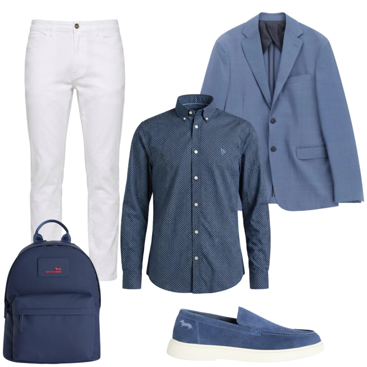 Outfit uomo - L\'Eleganza Smart-Casual. Stile Urban per Tutti i giorni. Abbinamento con giacche, borse sportive, camicie, scarpe stringate, jeans.