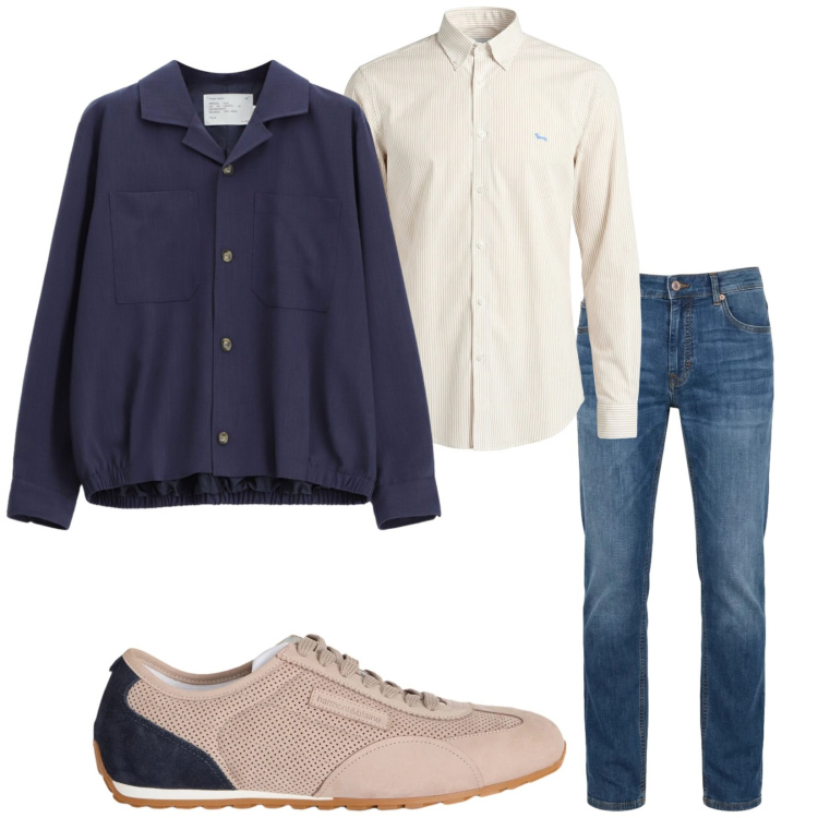Outfit uomo - Total look #2389742. Stile Casual per Tutti i giorni. Abbinamento con cappotti, sneakers, camicie, jeans.