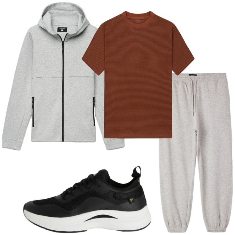 Outfit uomo - Tempo libero. Stile Casual per Tutti i giorni. Abbinamento con felpe con cappuccio, pantaloni, sneakers, t-shirt.