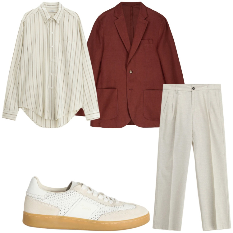 Outfit uomo - Blazer wine. Stile Casual per Ufficio. Abbinamento con camicie, pantaloni, sneakers, giacche.