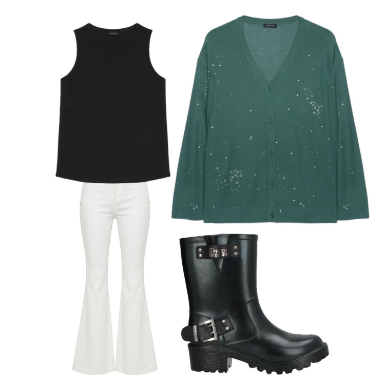 Outfit donna - BASIC chic. Stile Basic per Tutti i giorni. Abbinamento con stivaletti, cardigans, canottiere, pantaloni chino.