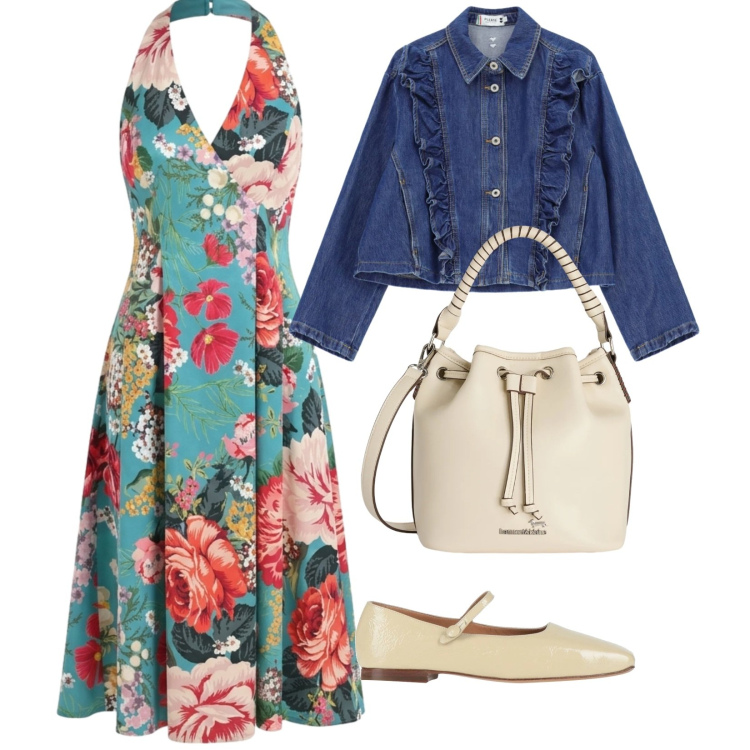 Outfit donna - Cena tra noi. per Serata fuori. Abbinamento con ballerine, vestiti midi/longuette, blazer, borse a secchiello.