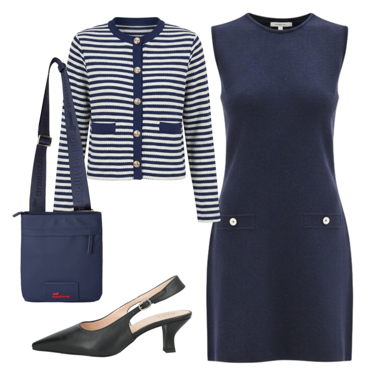 Outfit donna - Total look #2389813. Stile Bon Ton per Ufficio. Abbinamento con décolleté, cardigans, vestiti corti, borse a tracolla.