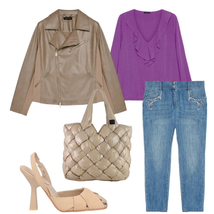 Outfit donna - Total look #2389836. Stile Chic per Serata fuori. Abbinamento con décolleté, jeans skinny, blazer, bluse, borse tote.