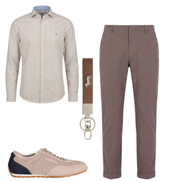 Outfit uomo - City. Stile Trendy per Tutti i giorni. Abbinamento con sneakers, pantaloni, portachiavi, camicie.