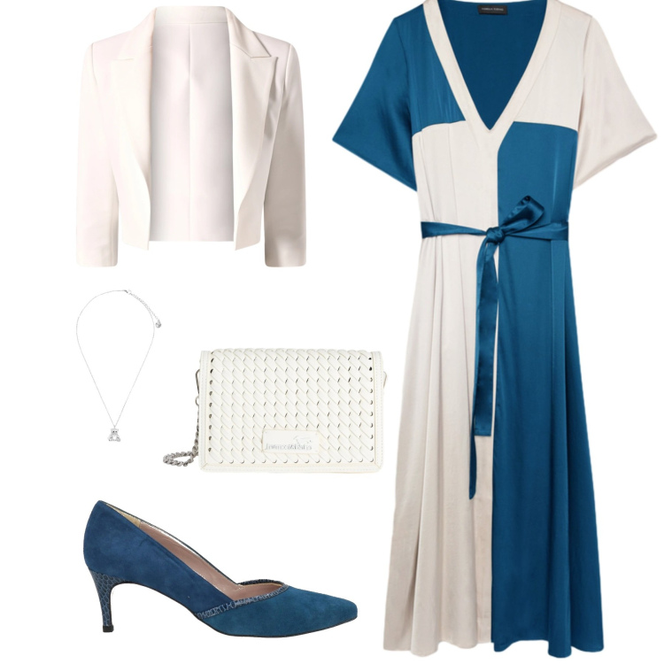 Outfit donna - Total look #2389855. per Cerimonia. Abbinamento con décolleté, vestiti midi/longuette, blazer, borse a tracolla, ciondoli.