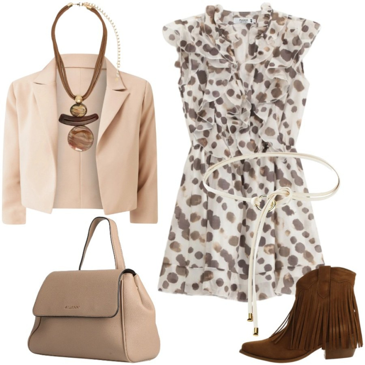 Outfit donna - Cerimonia style. Stile Chic per Cerimonia. Abbinamento con zaini, cinture, ciondoli, vestiti lunghi, stivaletti texani, blazer.
