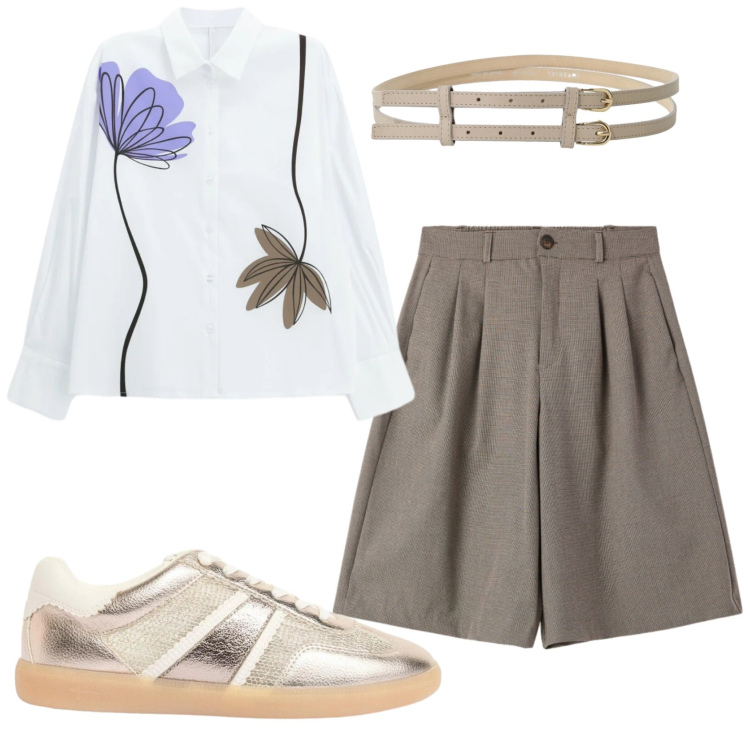 Outfit donna - Total look #2389861. Stile Basic per Ufficio. Abbinamento con sneakers, bermuda, cinture, camicie.