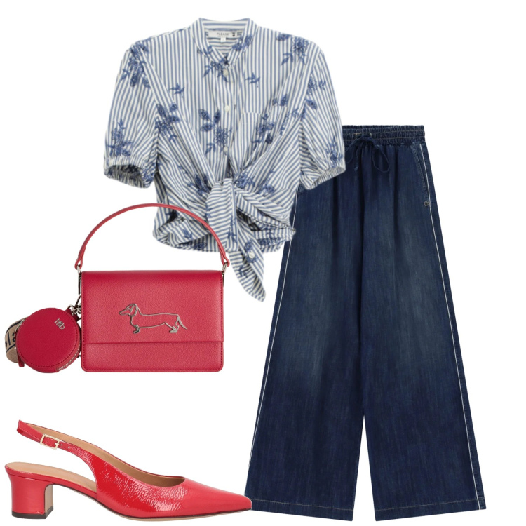 Outfit donna - Aprile. Stile Casual chic per Tutti i giorni. Abbinamento con décolleté, camicie a manica corta, jeans, borse a tracolla.