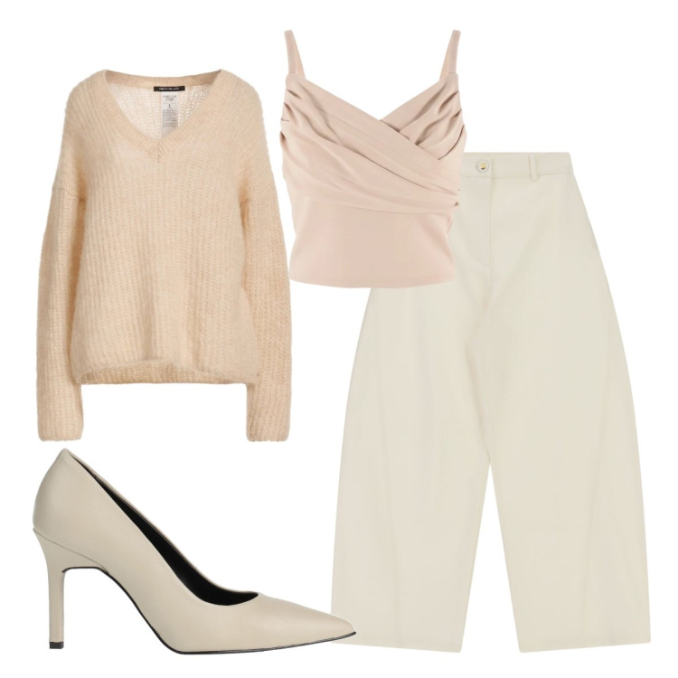 Outfit donna - Eleganza soft. Stile Bon Ton per Tutti i giorni. Abbinamento con décolleté, pullovers, jeans, canottiere.