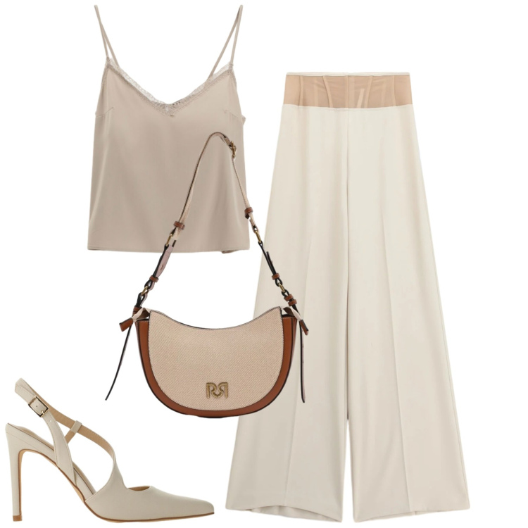 Outfit donna - Imperial. Stile Minimal per Serata fuori. Abbinamento con décolleté, canottiere, pantaloni a palazzo, borse a tracolla.