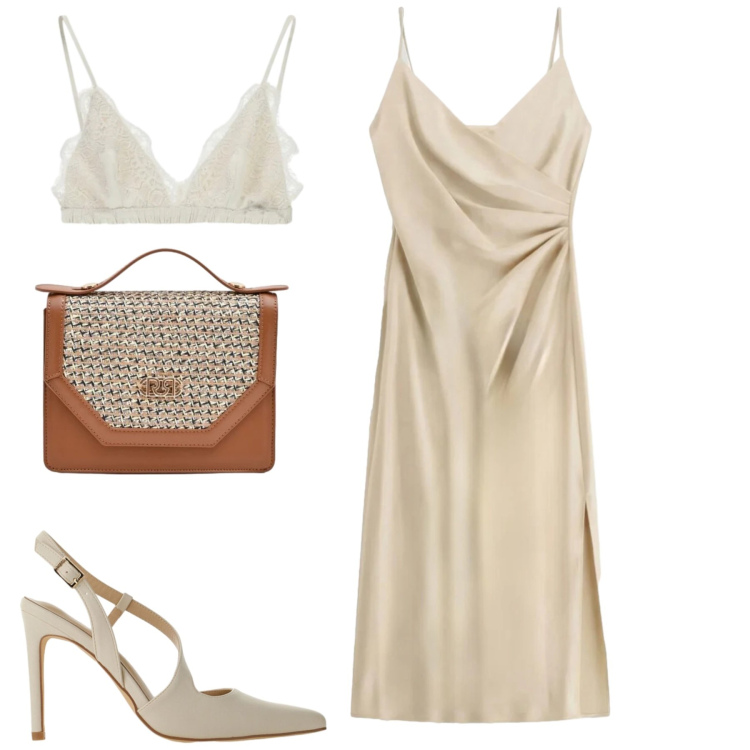 Outfit donna - Cerimonia. Stile Chic per Cerimonia. Abbinamento con vestiti midi/longuette, décolleté, reggiseni, pochette.
