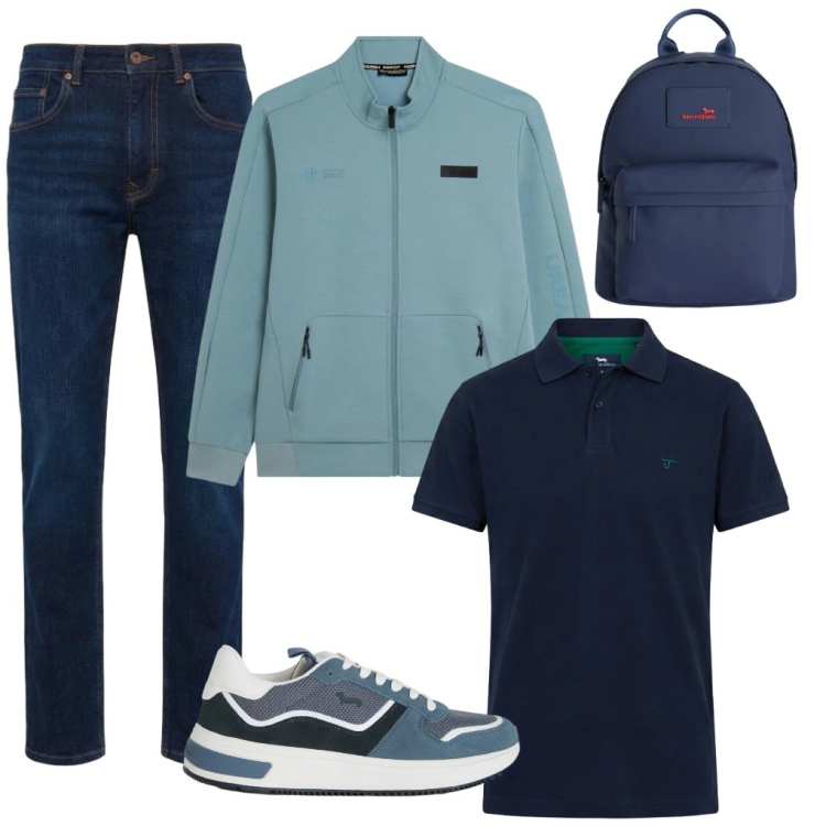 Outfit uomo - #mare.it. Stile Urban per Tutti i giorni. Abbinamento con borse sportive, jeans, sneakers, polo, felpe.