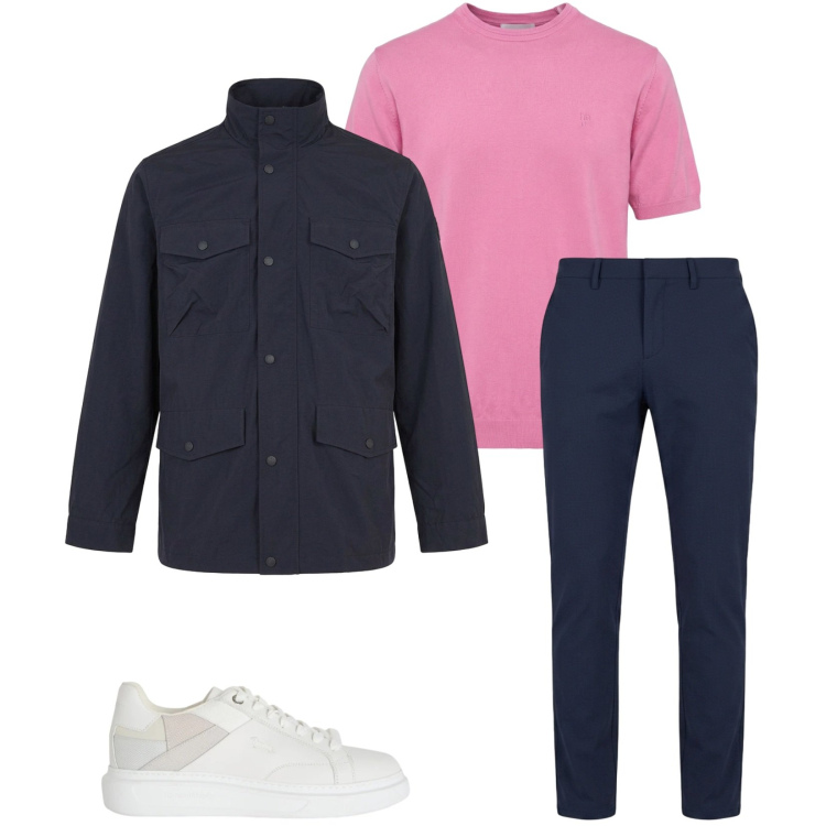 Outfit uomo - Total look #2389948. Stile Trendy per Serata speciale. Abbinamento con sneakers, t-shirt, pantaloni chino, giacche.
