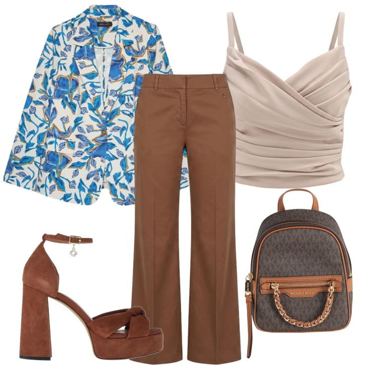 Outfit donna - Total look #2389959. Stile Urban per Scuola/Università. Abbinamento con zaini, sandali in pelle, canottiere, blazer, pantaloni.