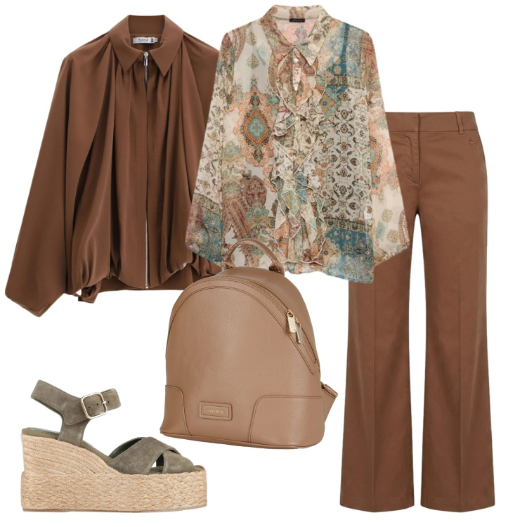Outfit donna - Total look #2389964. Stile Trendy per Scuola/Università. Abbinamento con espadrillas, zaini, camicie, bomber, pantaloni.