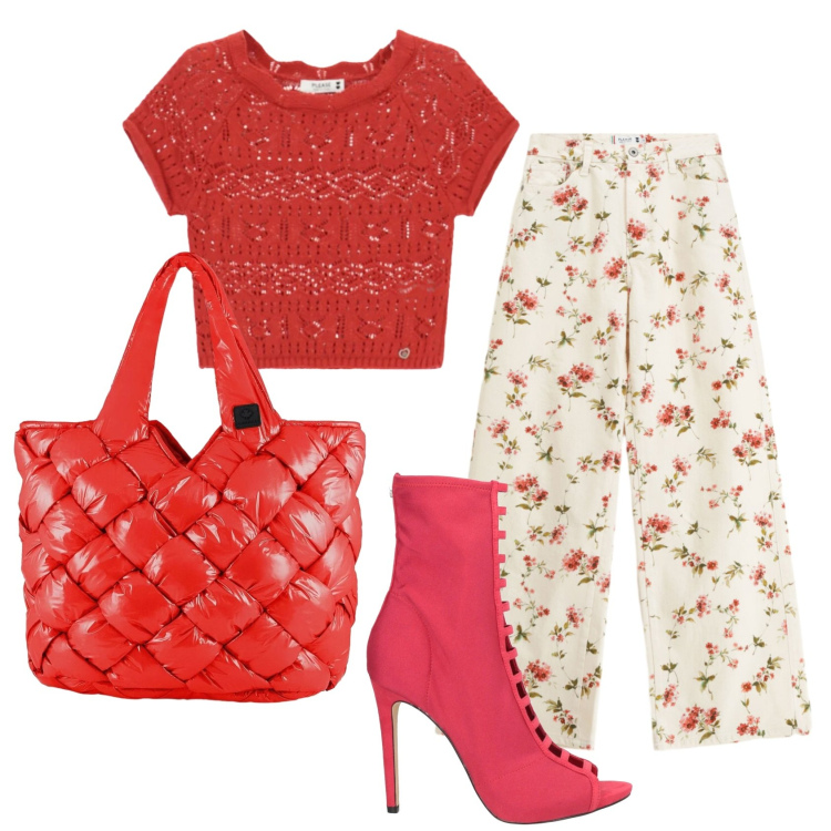 Outfit donna - Total look #2389967. Stile Trendy per Tutti i giorni. Abbinamento con stivaletti, pantaloni a palazzo, top, borse tote.