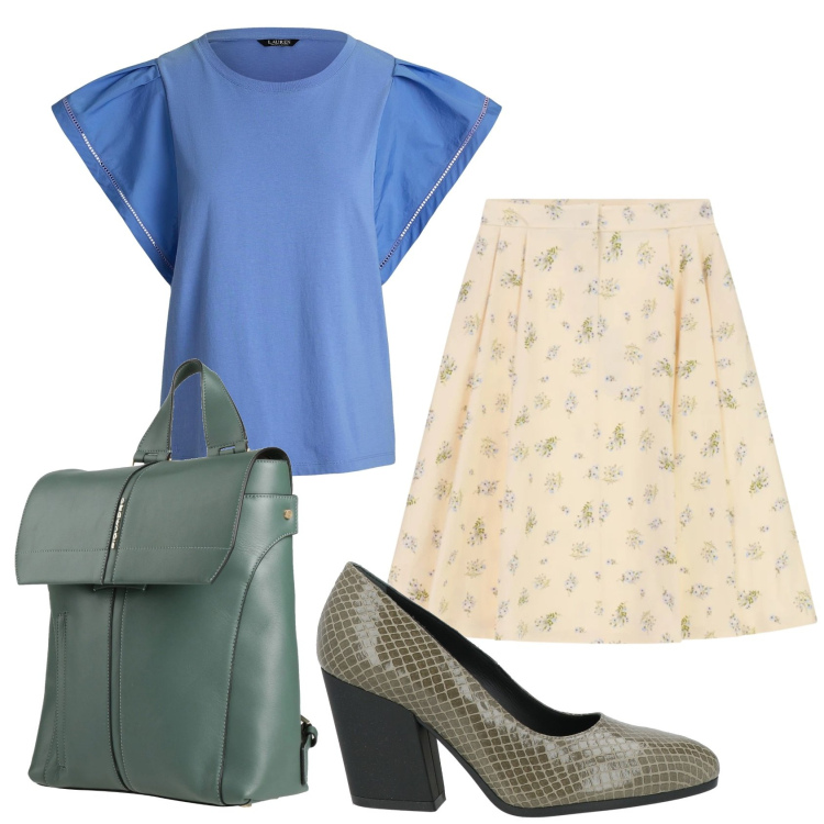 Outfit donna - Total look #2389973. Stile Vintage retrò per Ufficio. Abbinamento con décolleté, zaini, top, gonne longuette.