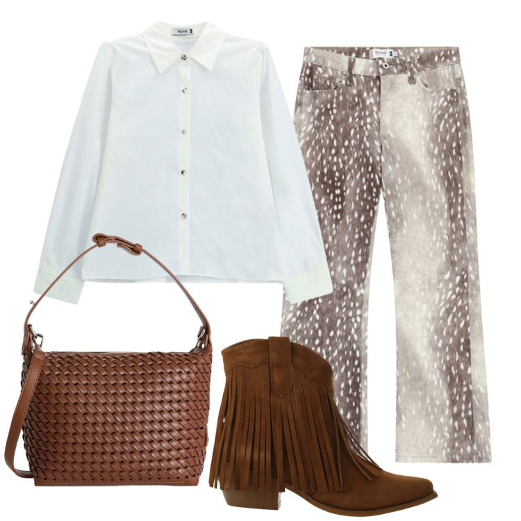 Outfit donna - Total look #2389975. Stile Etnico per Tutti i giorni. Abbinamento con stivaletti texani, pantaloni, camicie, borse a spalla.