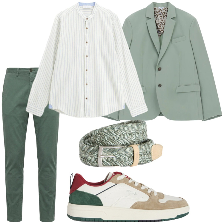 Outfit uomo - Trendy. Stile Trendy per Tutti i giorni. Abbinamento con giacche, camicie, sneakers, cinture, pantaloni chino.