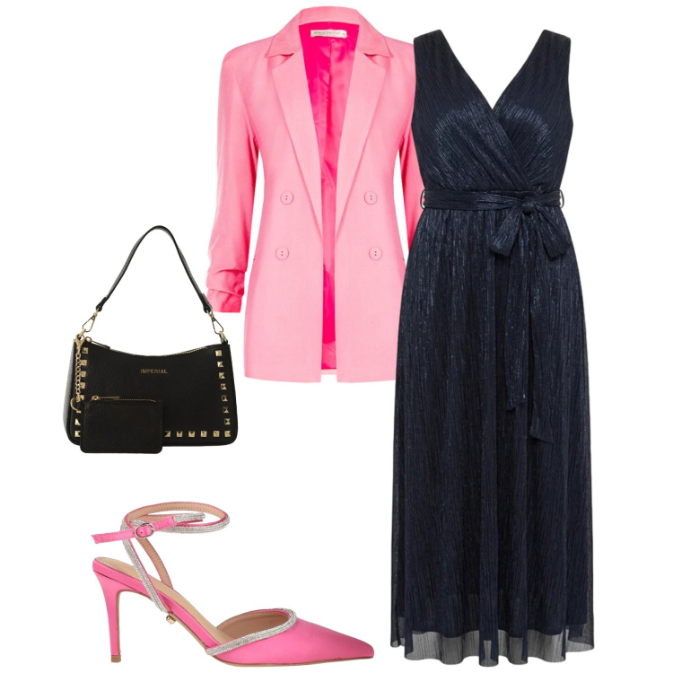 Outfit donna - Cerimonia di primavera. Stile Chic per Cerimonia. Abbinamento con décolleté, vestiti, borse a spalla, blazer.