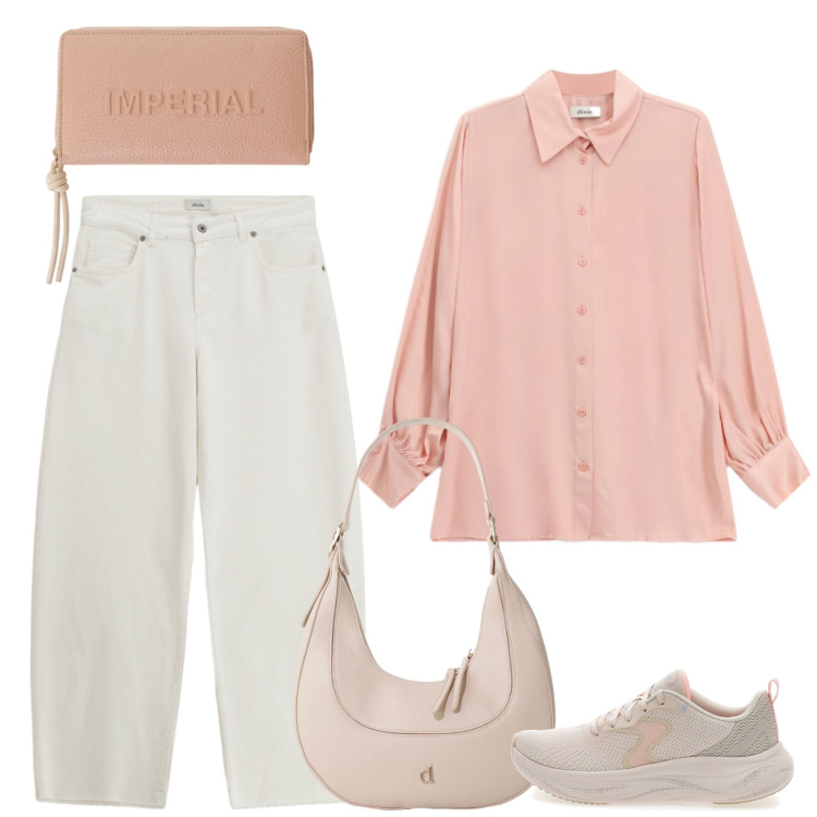 Outfit donna - Raffinato casual. Stile Casual per Tutti i giorni. Abbinamento con portafogli, jeans, camicie, borse a tracolla, sneakers.