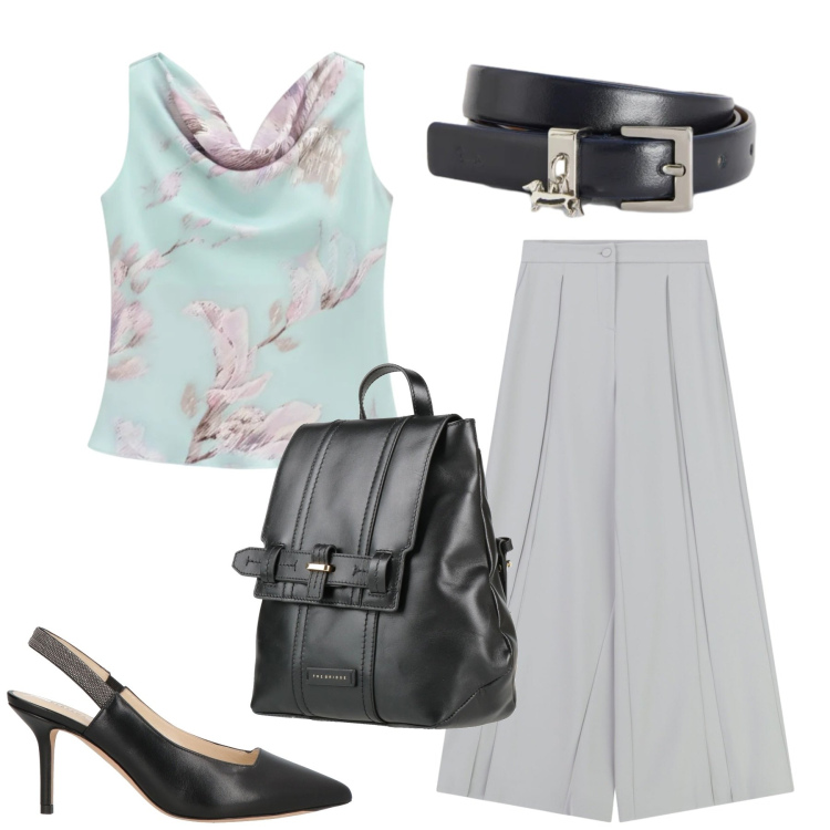 Outfit donna - Total look #2390071. Stile Chic per Serata fuori. Abbinamento con zaini, décolleté, pantaloni a palazzo, top, cinture.